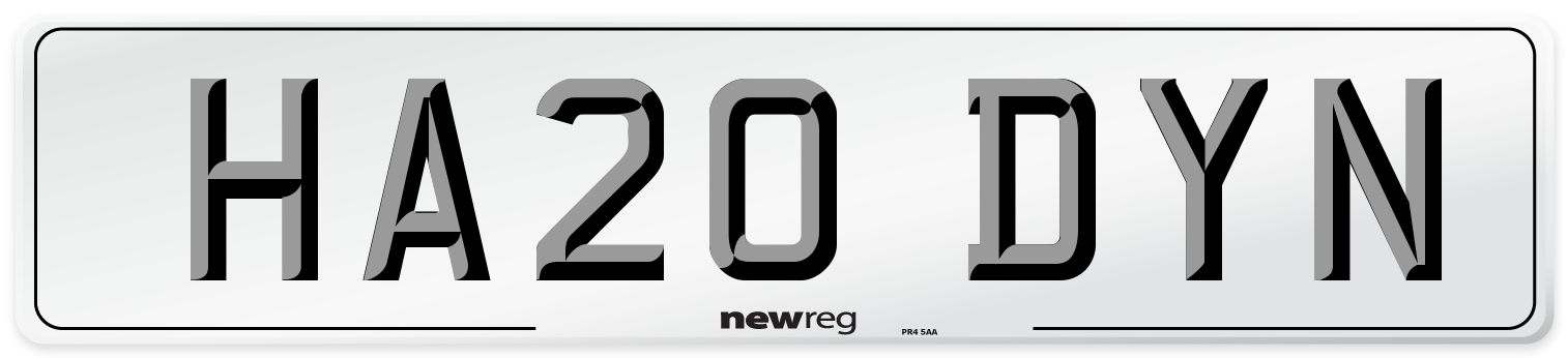 HA20 DYN Number Plate from New Reg